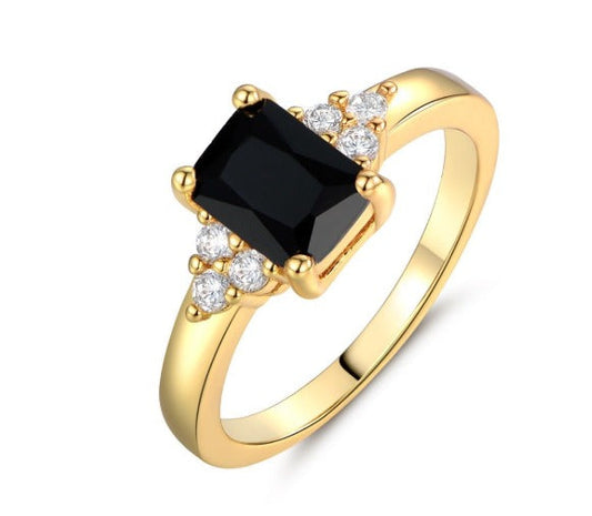 Vestiva | Sort spinell baguettering i guld